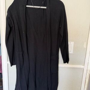 Black Women's Open-Front Long Cardigan Sweater